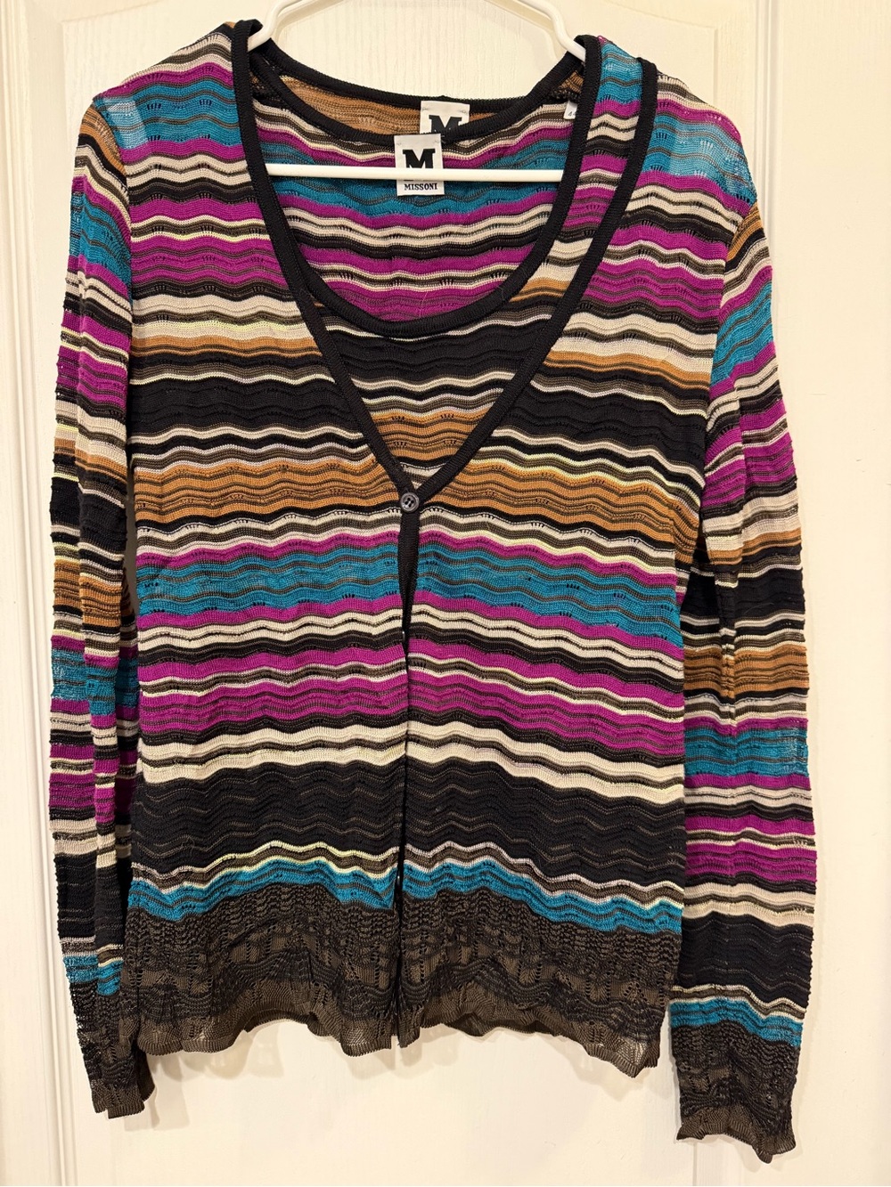 M Missoni Twinset IT 44 US 8 Merino Wool Wave Knit Cardigan Tank Set